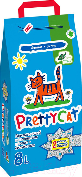 Изображение товара Наполнитель для туалета Prettycat Naturel с ароматом алоэ / 621458 (4кг/8л)