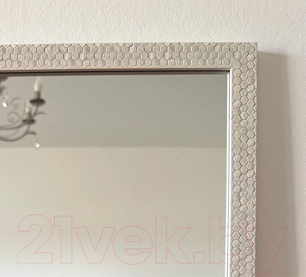 Изображение товара Зеркало A+T Home Decor в багетной раме Соты 34x120см / 251521 (белый)