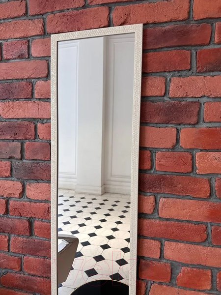 Изображение товара Зеркало A+T Home Decor в багетной раме Соты 34x120см / 251521 (белый)