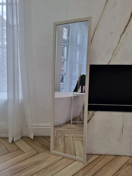Изображение товара Зеркало A+T Home Decor в багетной раме Соты 34x120см / 251521 (белый)