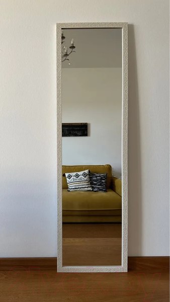 Изображение товара Зеркало A+T Home Decor в багетной раме Соты 34x120см / 251521 (белый)