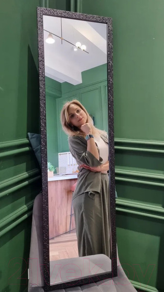 Изображение товара Зеркало A+T Home Decor в багетной раме Соты 34x120см / 251522 (черный)