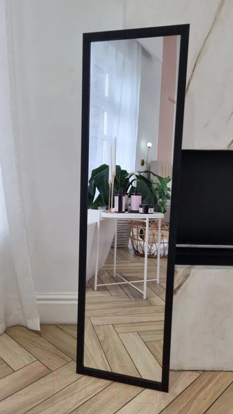 Изображение товара Зеркало A+T Home Decor в багетной раме Соты 34x120см / 251522 (черный)