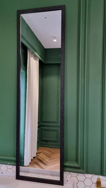 Изображение товара Зеркало A+T Home Decor в багетной раме Соты 34x120см / 251522 (черный)