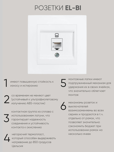 Изображение товара Розетка El-Bi Zena-Vega / 609-016200-247 (матовый белый)