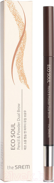 Изображение товара Карандаш для бровей The Saem Eco Soul Pencil & Powder Dual Brow 04 Medium Brown