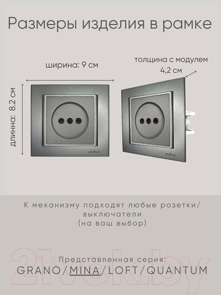 Изображение товара Рамка для выключателей и розеток Ovivo Mina 401-110000-096 (дымчатый)