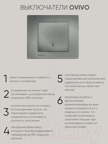 Изображение товара Выключатель Ovivo 600-000211-209 (дымчатый)