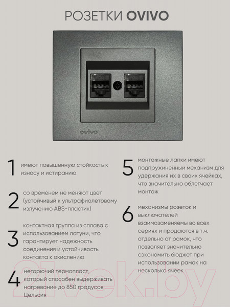 Изображение товара Розетка Ovivo 600-000311-230 (дымчатый)