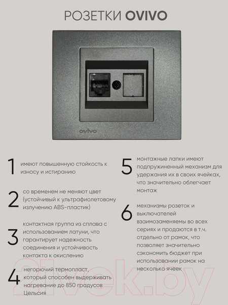 Изображение товара Розетка Ovivo 600-000311-229 (дымчатый)