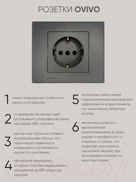 Изображение товара Розетка Ovivo 600-000311-217 (дымчатый)