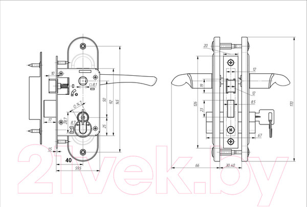 Изображение товара Замок врезной Зенит ЗВ 4-50.01П (матовый черный)