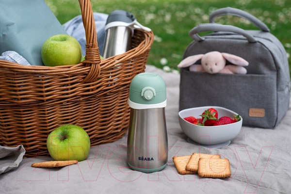 Изображение товара Поильник Beaba Gourde Inox + Anse Термос 913539 (350мл, Sauge)