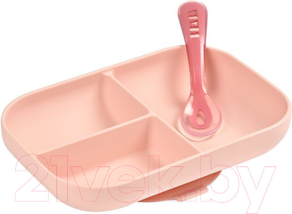 Изображение товара Набор посуды для кормления Beaba Set Repas Silicone Avec Ventouse Rose / 913456