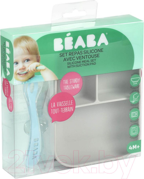 Изображение товара Набор посуды для кормления Beaba Ass Comp Sili + Cuil 2 Age Grey / 913508