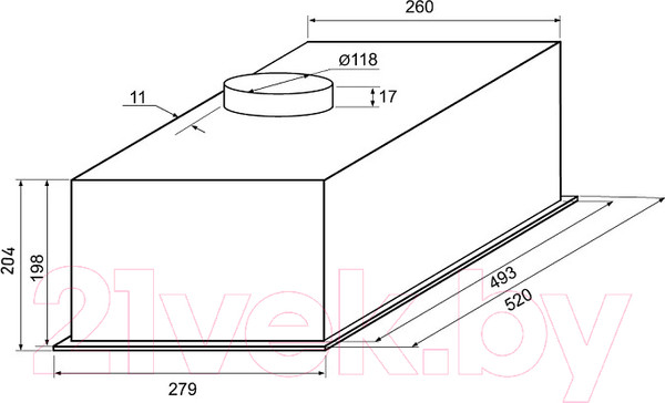 Изображение товара Вытяжка скрытая Krona Wermut 600 DN PB BF / КА-00007195 (черный)