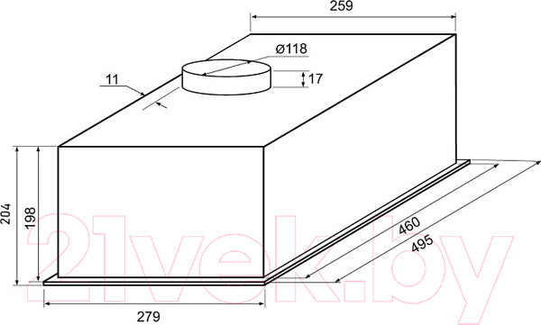 Изображение товара Вытяжка скрытая Krona Wermut 500 DN PB BF / КА-00007183 (черный)