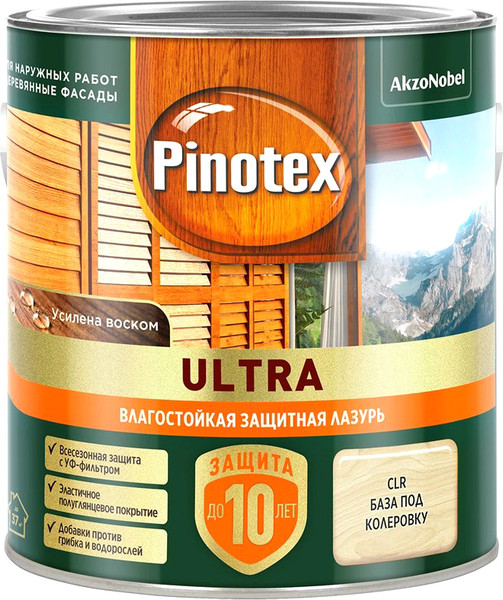 Изображение товара Лазурь для древесины Pinotex Ультра CLR База Влагостойкая 5803609 (2.5л)