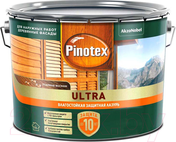 Изображение товара Лазурь для древесины Pinotex Ультра Влагостойкая 5803414 (9л, тиковое дерево)