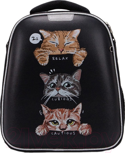Изображение товара Школьный рюкзак Ecotope Kids Коты / 057-540Y-19-BCL (черный)