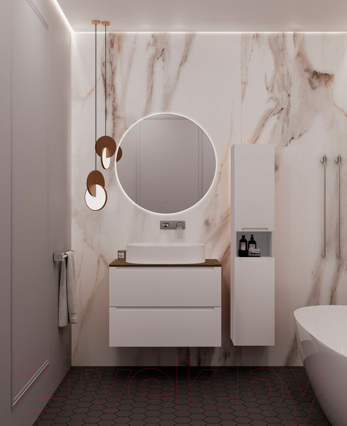 Изображение товара Тумба под умывальник ЗОВ Дион 60 / D60LWP0M9003MKV5-LDSPA (аттик/белый матовый)