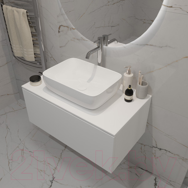 Изображение товара Тумба под умывальник ЗОВ Кито 100 / K100LW0MWMC-LDSPW (белый матовый)