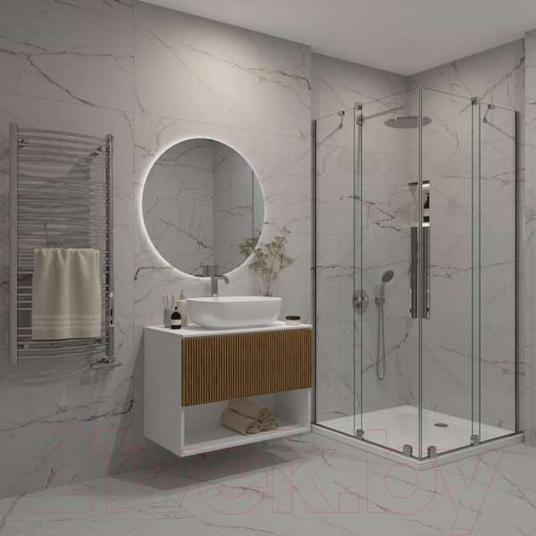 Изображение товара Тумба под умывальник ЗОВ Кито-2 70 / 2K70LW0MRMC-LDSPW (белый/тростник)