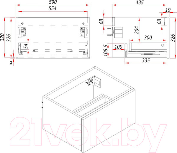 Изображение товара Тумба под умывальник ЗОВ Кито 60 / K60LW0MRMC-LDSPW (белый/тростник)