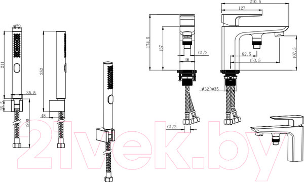 Изображение товара Смеситель Aquatek Вега AQ1044CR