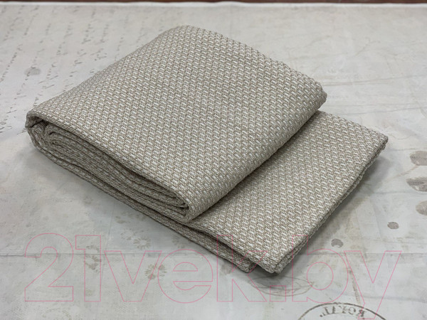 Изображение товара Плед Vladi Валенсия Boucle Reps 200x220 / 50201 (белый/песочный)