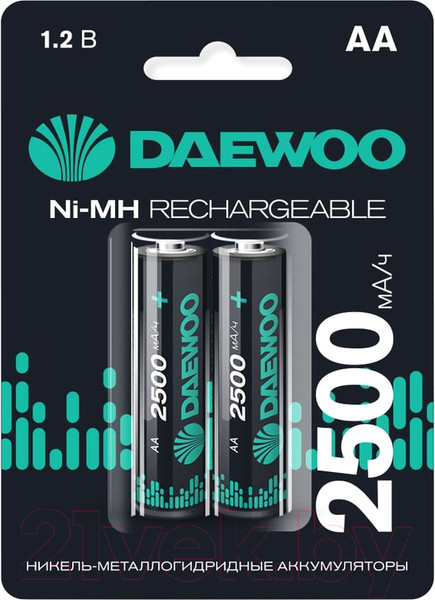 Изображение товара Комплект аккумуляторов Daewoo AA 2500mAh Ni-MH BL-2 (5043268)