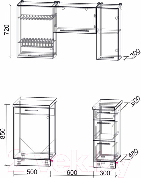 Изображение товара Кухонный гарнитур Интерлиния Мила Пластик 1.4 А (туманный глянец/черный/дуб бунратти)