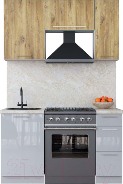 Изображение товара Кухонный гарнитур Интерлиния Мила Пластик 1.7 А (дуб эпоксид/туманный глянец/опал светлый)