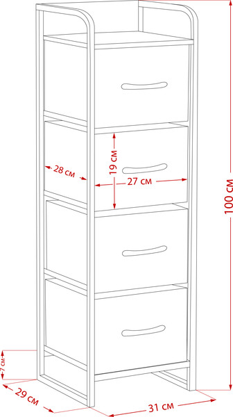 Изображение товара Комод Импэкс Ноа 4 ящика (белый/светло-серый)
