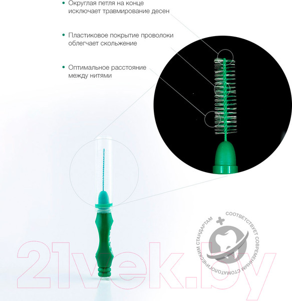 Изображение товара Ершики межзубные Pesitro 0.8мм (6шт, зеленый)