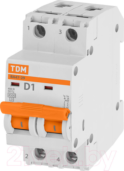 Изображение товара Выключатель автоматический TDM ВА47-29 2Р 1А / SQ0206-0148