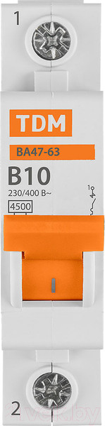 Изображение товара Выключатель автоматический TDM ВА47-63 1Р 10А / SQ0218-0038