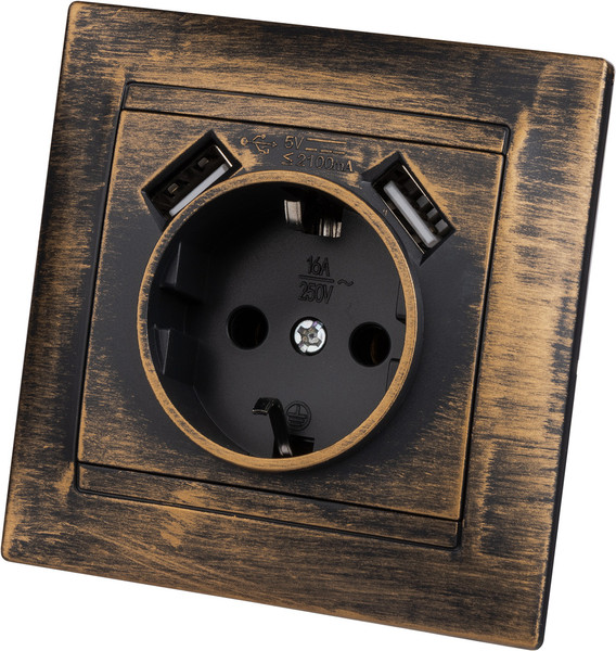 Изображение товара Розетка TDM Лама SQ1815-0772 (старинная бронза)