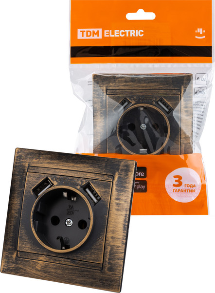 Изображение товара Розетка TDM Лама SQ1815-0772 (старинная бронза)