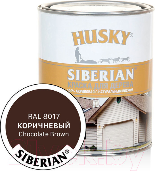 Изображение товара Краска Husky Siberian Акриловая для дерева (900мл, коричневый RAL 8017)