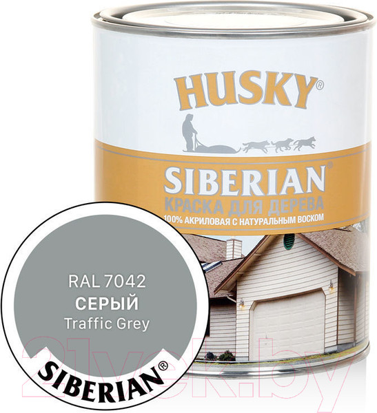 Изображение товара Краска Husky Siberian Акриловая для дерева (900мл, серый RAL 7042)