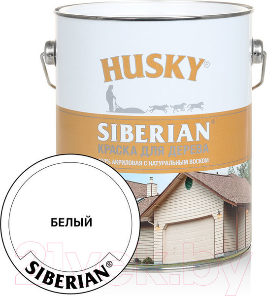Изображение товара Краска Husky Siberian Акриловая для дерева (2.7л, белая База А)
