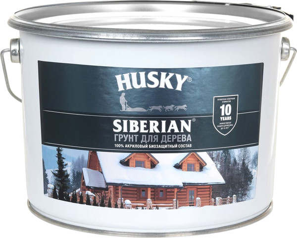 Изображение товара Грунтовка Husky Siberian Биозащитный акриловый для дерева (9л, бесцветный)