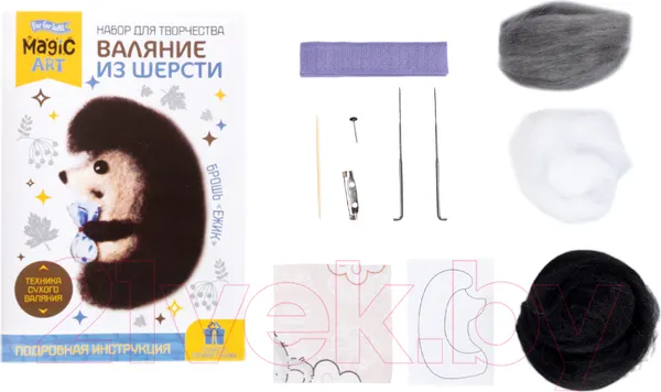 Изображение товара Набор для творчества Десятое королевство Валяние шерстью Брошь. Ежик / 05299
