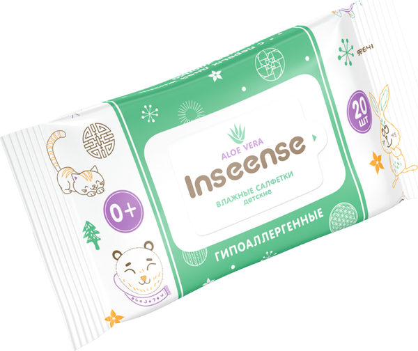 Изображение товара Влажные салфетки детские Inseense С Алоэ Вера / Ins0222M (10x20шт)