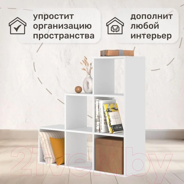 Изображение товара Стеллаж Seven Dreams 6 секций / brick-gorka-6 (белый)