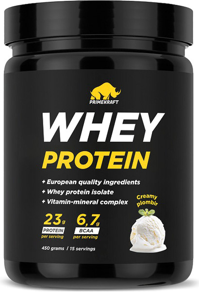 Изображение товара Протеин Prime Kraft Whey сливочный пломбир (450г, банка)