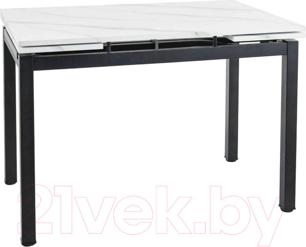 Изображение товара Обеденный стол Signal GD017 110-170x74 (белый мрамор/черный матовый)