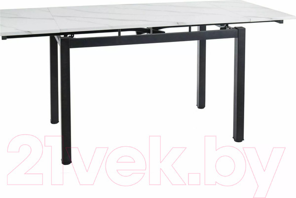 Изображение товара Обеденный стол Signal GD017 110-170x74 (белый мрамор/черный матовый)