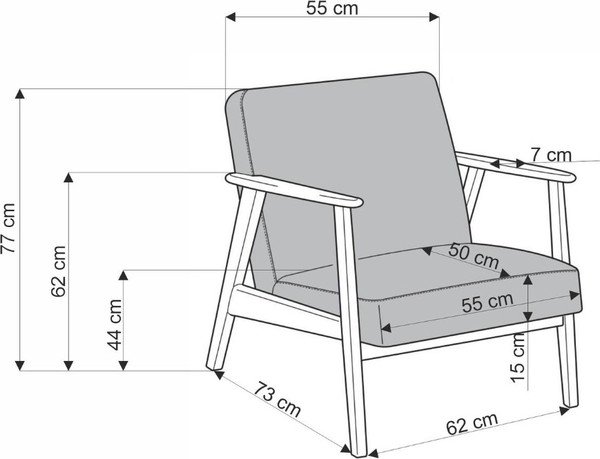 Изображение товара Кресло мягкое Halmar Milano (1S tap. Castel 15 бежевый/орех)